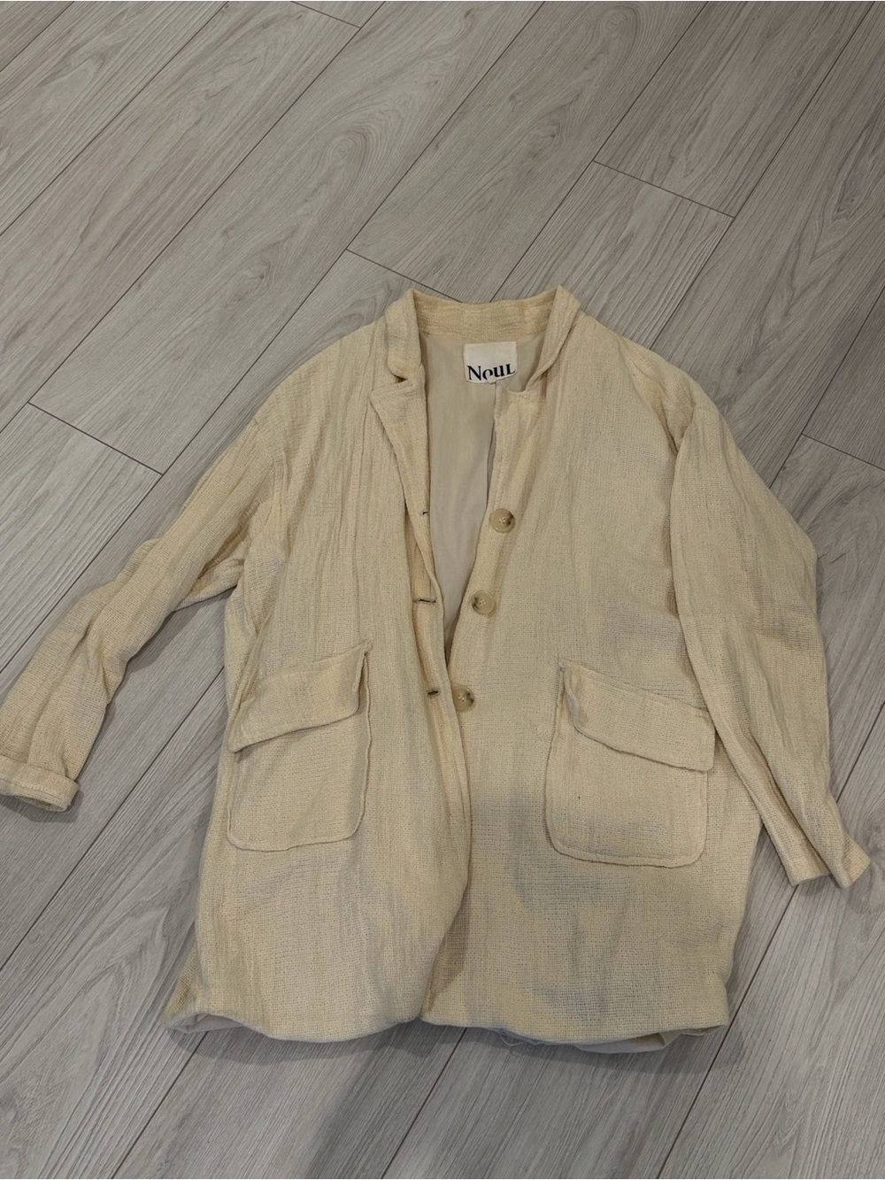 OAK + FORT Cream Textured Blazer Jacket